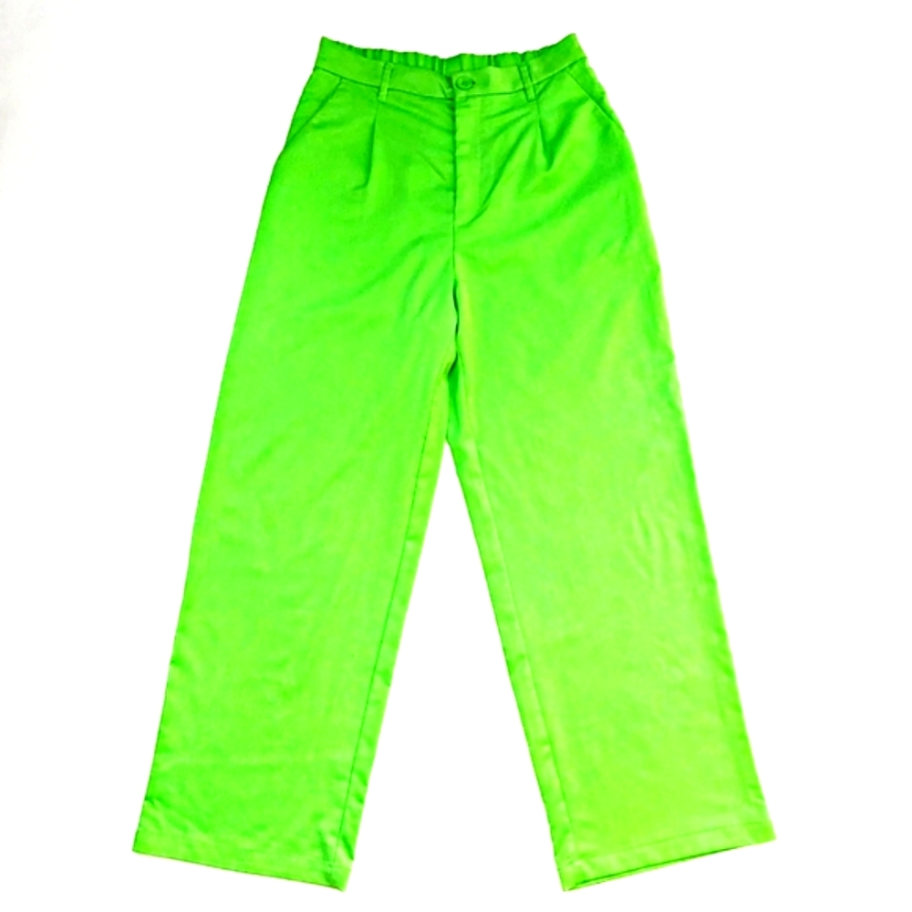 H&M Neon Green High Waisted Wide Leg Pants